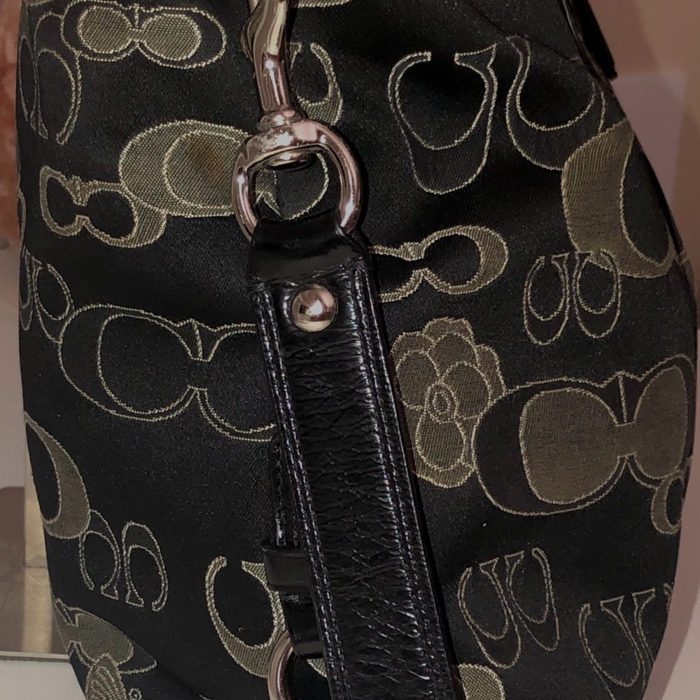 PREOWNED Coach Rare ASHLEY Black/Gray Shoulder Bag w/ Signature Monogram F18008P - Picture 4 of 13
